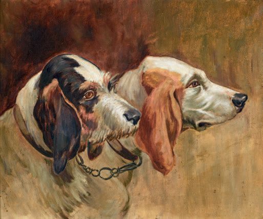 École FRANÇAISE du XXe siècle 
(*) Portrait de chiens de chasse
Huile sur toile
&hellip;