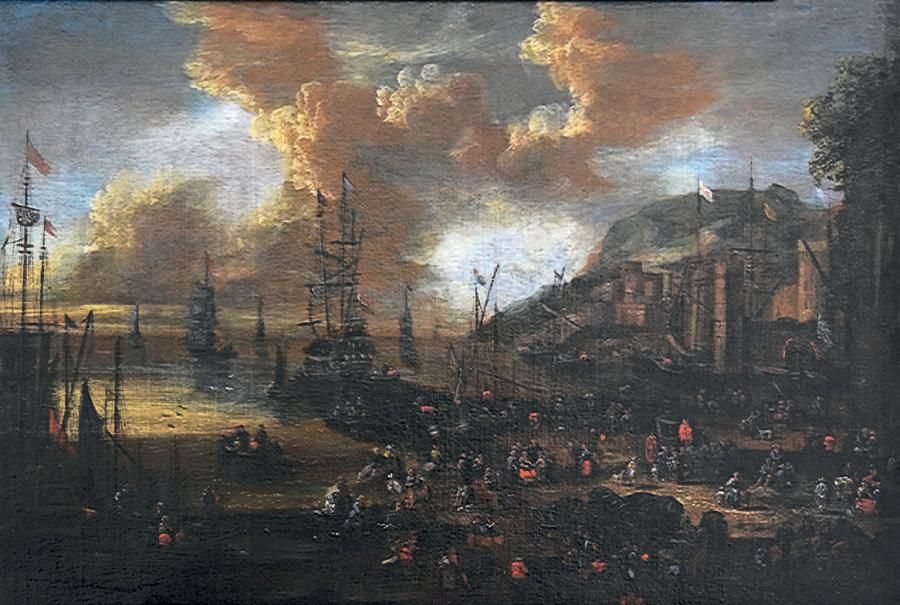 Attribué à Peter CASTEELS (actif 1650-1674) Vue de port animée
Huile sur toile
H&hellip;