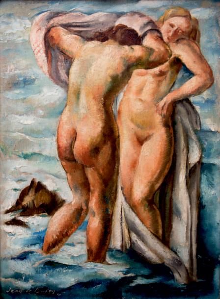 Jean Isy de Botton (1898-1978) Baigneuses en bord de mer
Huile sur toile, signée&hellip;