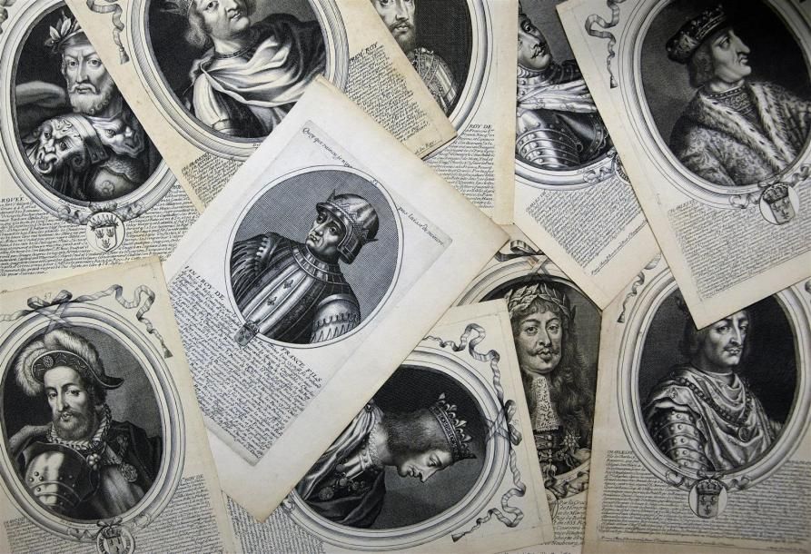 Null XVIIe siècle - LARMESIN et BOISSEVIN Suite de portraits relatifs aux souver&hellip;