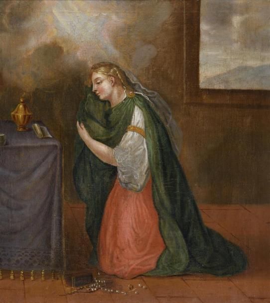 Null Ecole FRANCAISE du XVIIIe siècle Sainte Marie-Madeleine Huile sur toile H. &hellip;
