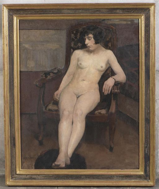 Albert ABOU (XIX-XXe) * Kiki nue
Huile sur toile encadrée, signée et datée 1927 &hellip;