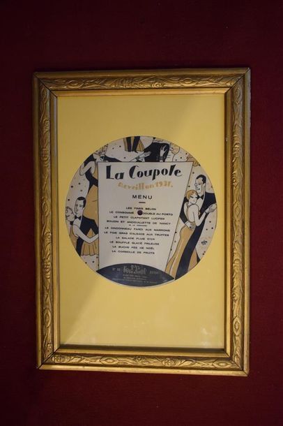 Null LA COUPOLE
Menu du Réveillon 1931 sur disque vinyle Lithographie avec rehau&hellip;
