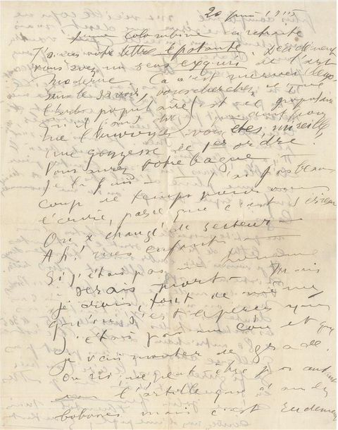 GUILLAUME APOLLINAIRE (1880/1918) Lettre autographe signée «G. De Kostrow.» [Kos&hellip;