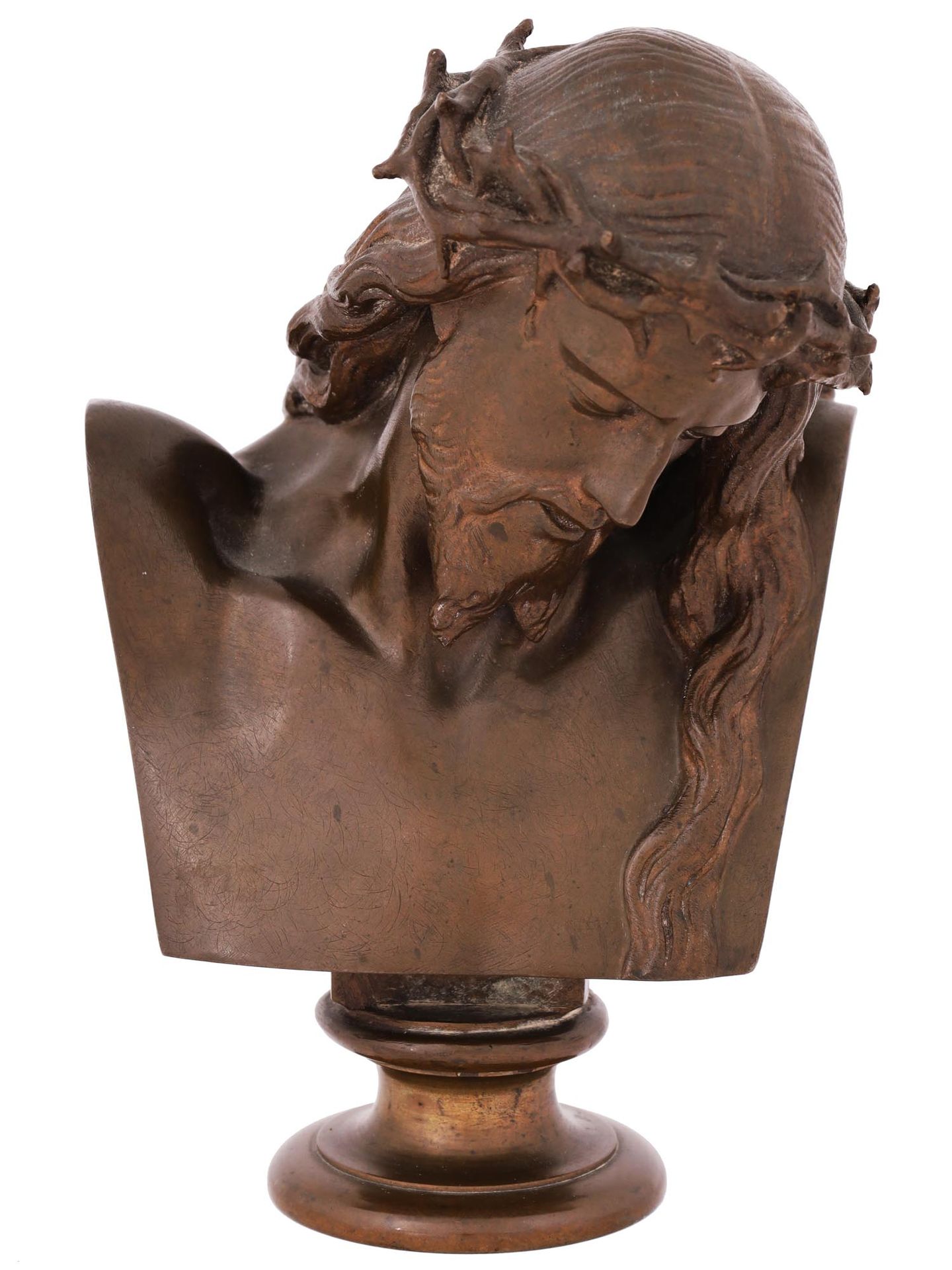 FRENCH BRONZE BUST JESUS CHRIST, BARBEDIENNE 1858 
一件特殊的法国古铜色耶稣基督半身像，1858年，由Jean&hellip;