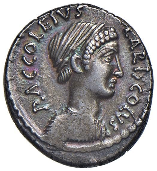 Ancient coins GENS ACCOLEIA P. Accoleius Lariscolus (43 v. Chr.) Münze - Crawfor&hellip;