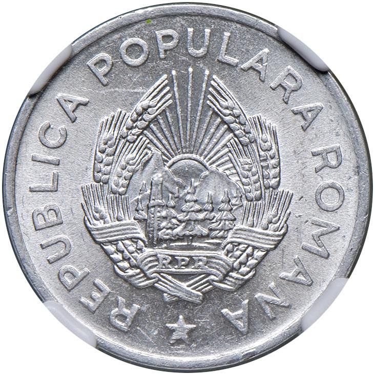 Foreign coins RUMANIA República 5 Lei 1950 - KM 77 AL En placa NGC MS 63 No. 663&hellip;
