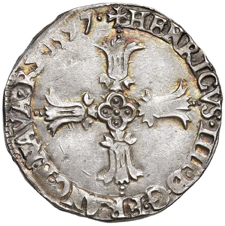 Foreign coins FRANCE Henri IV (1589-1610) Quarto di scudo 1597 L (Bayone) - Dupl&hellip;