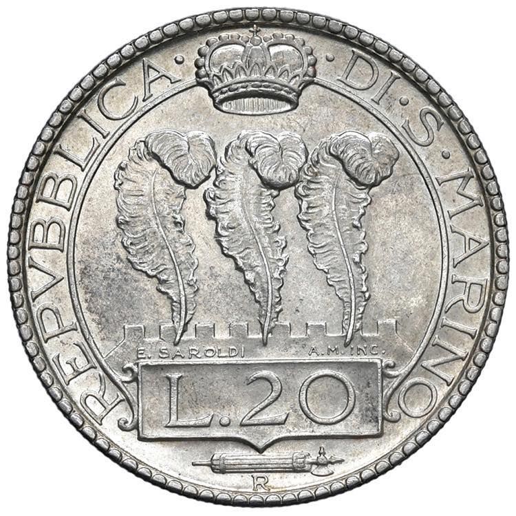 Foreign coins SAN MARINO Ancienne monnaie (1864-1938) 20 Lira 1933 - Gig. 4 AG (&hellip;