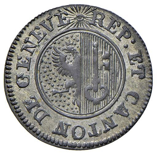 Foreign coins SUIZA Ginebra 6 Deniers 1817 - KM 115 MI (g 0.78) SPL
