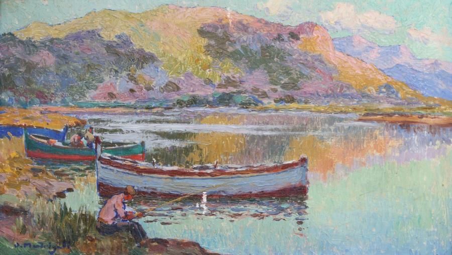 Olynthe Madrigali 1887-1950 (French) * Fishermen in Corsica
oil on panel
27 x 46&hellip;