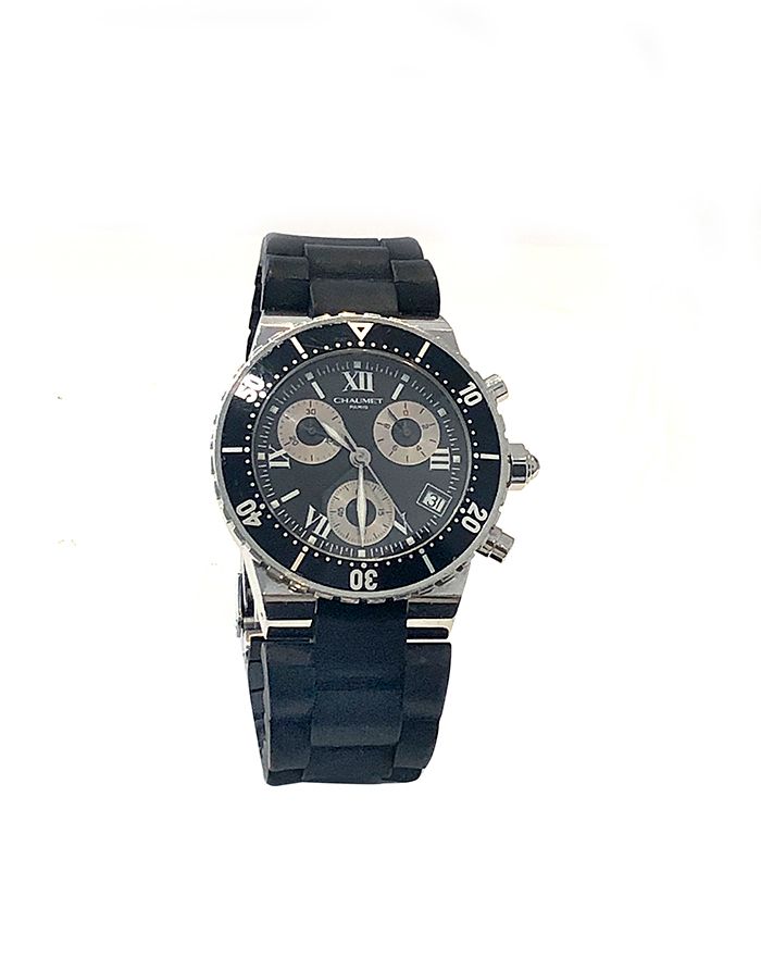 Null CHAUMET, Class One Chrono watch, in steel, round dial, black background, da&hellip;