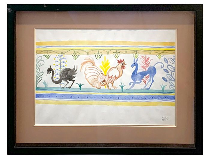 Null André DERAIN (1880-1954) Frise d'animaux 纸上水彩画，右下角有画室印章签名 28 x 41cm at sigh&hellip;