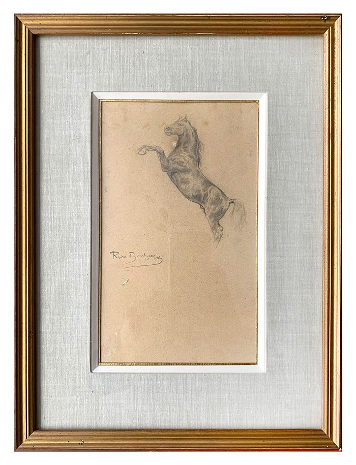 Null 罗莎-邦霍尔(1822-1899)马的研究 铅笔签名，左中部有工作室印章(污渍) 24 x 14 cm 背面有蜡质印章 罗莎-邦霍尔 1900年出售