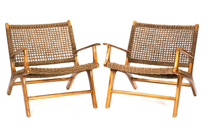 Null Olivier DE SCHRIJVER (1958) Paire de fauteuils Hollywood Teck, jacinthe d e&hellip;