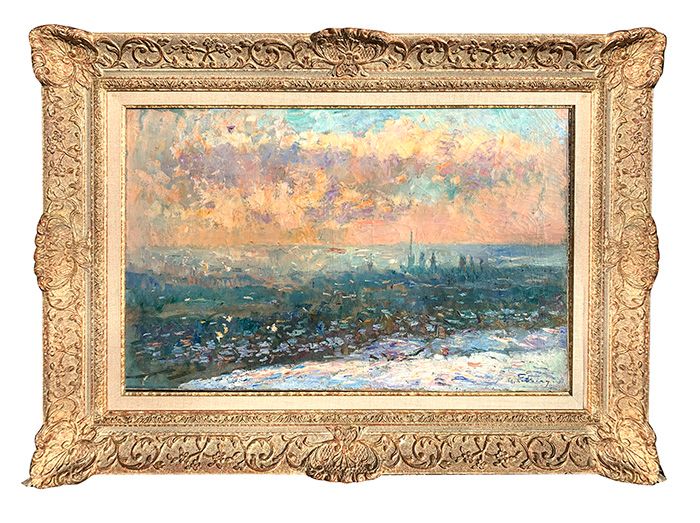 Null Albert LEBOURG (1849-1928) Ruán, Panorama bajo la nieve Óleo sobre lienzo f&hellip;