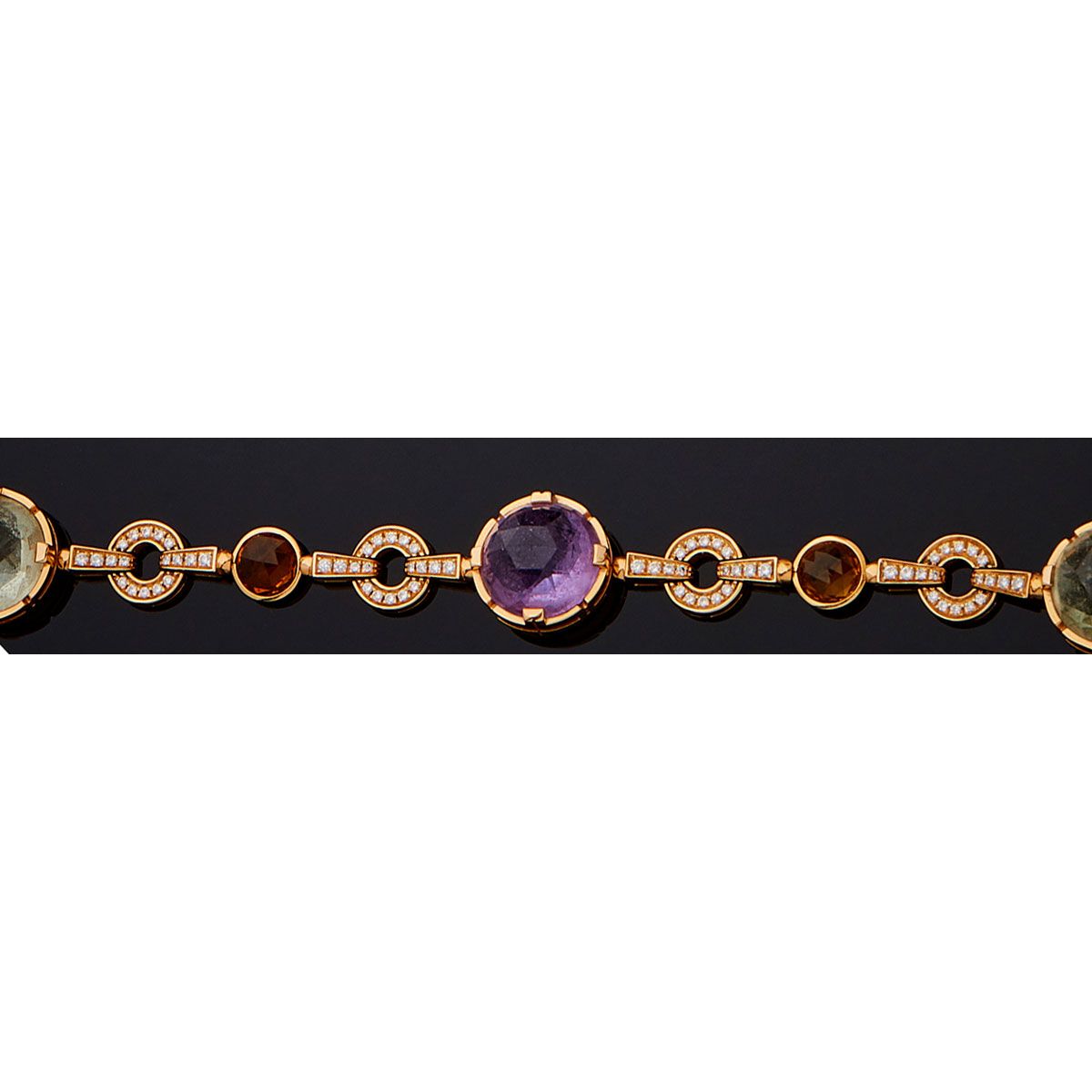 Null BVLGARI. 

Bracelet in 18K pink gold, articulated and set with faceted semi&hellip;