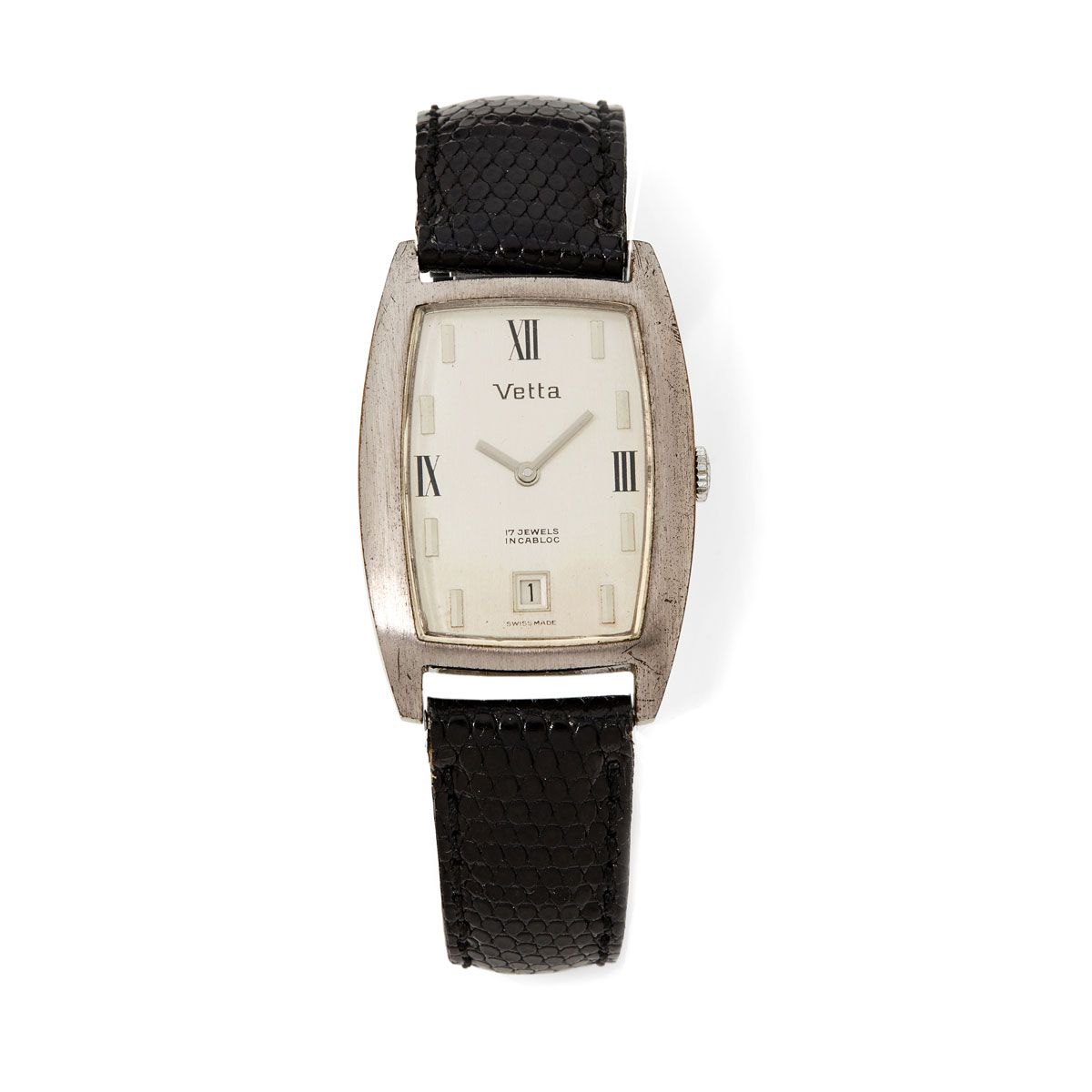 Null Vetta, Nr. 2622120, ca. 1970.

Eine Vintage-Uhr aus verchromtem Metall und &hellip;