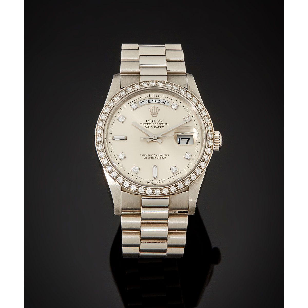 Null Rolex, Day-Date platine, Réf.18346, n° W646xxx, vers 1995.

Une rare et spe&hellip;