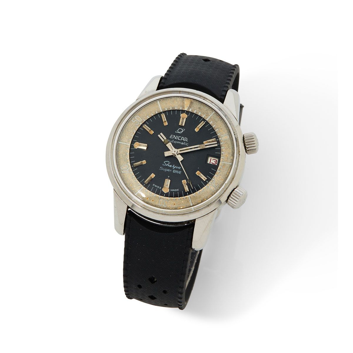 Null Enicar, Sherpa super-dive, Nr. 144-85-02, ca. 1970. 

Eine Taucheruhr aus S&hellip;