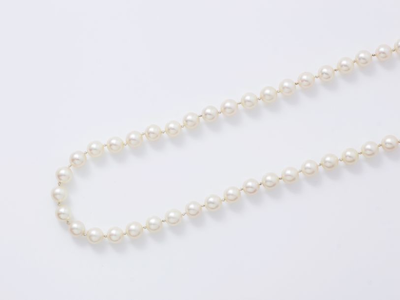 Null Collier composé d'un rang de perles de culture d'environ 7 mm, agrémenté d'&hellip;