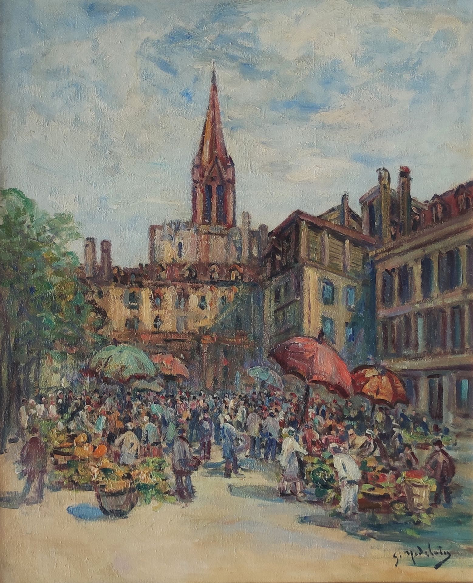 Null 古斯塔夫-马德兰(1867-1944)

斯特拉斯堡热闹的市场

布面油画，右下角有签名

73 x 60厘米