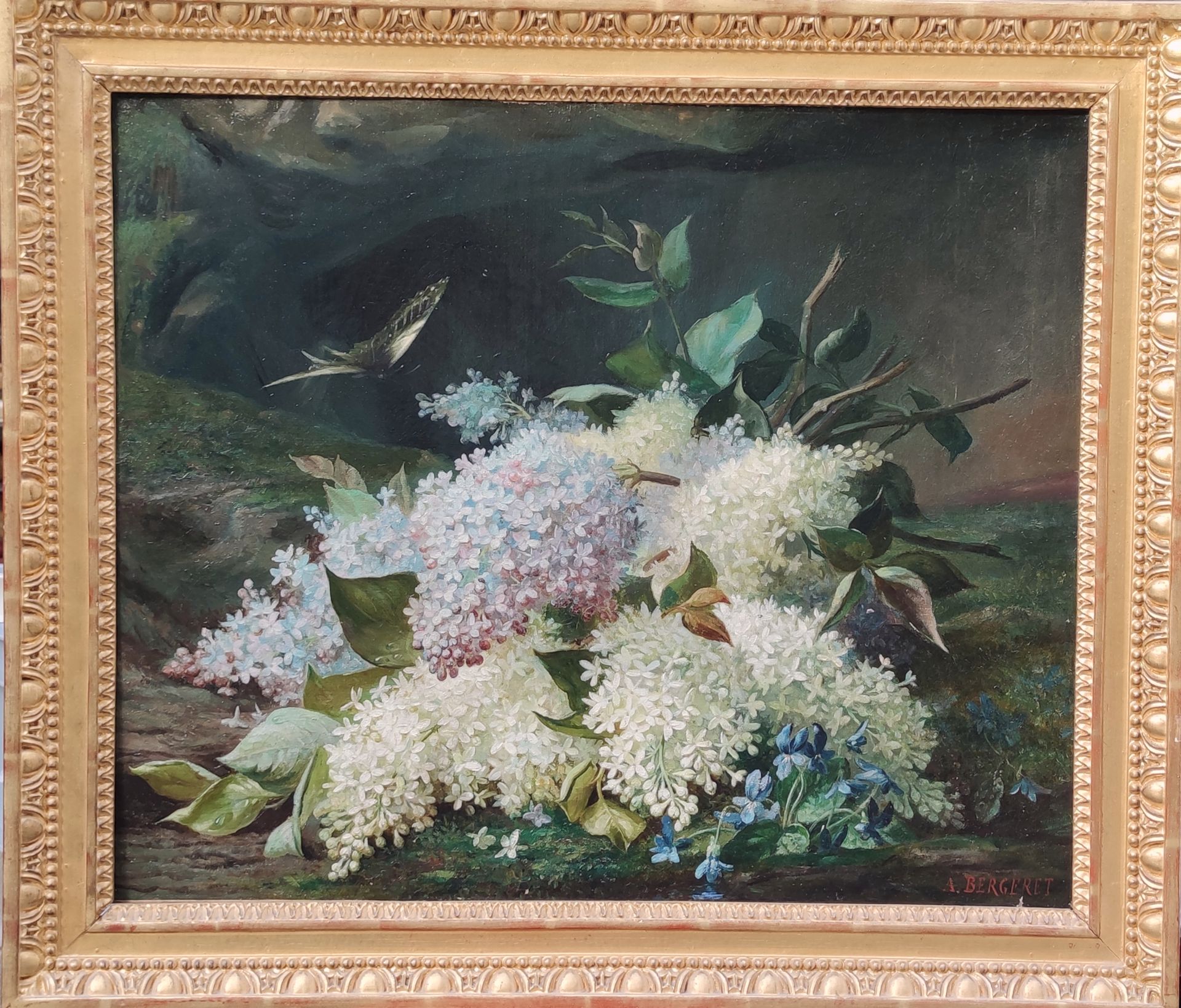 Null A.BERGERET (19世纪)

景观中的切花丁香

布面油画，右下角有签名 

46 X 56厘米（衬里和修复）。