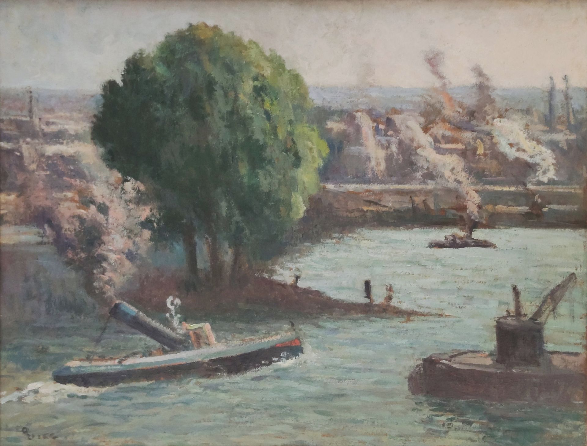Null 
马克西米利安-卢斯(1858-1941)



鲁昂，塞纳河上的拖船

纸板上的油画，装在框架上，左下角有签名 

52 x 67.5厘米

Jea&hellip;
