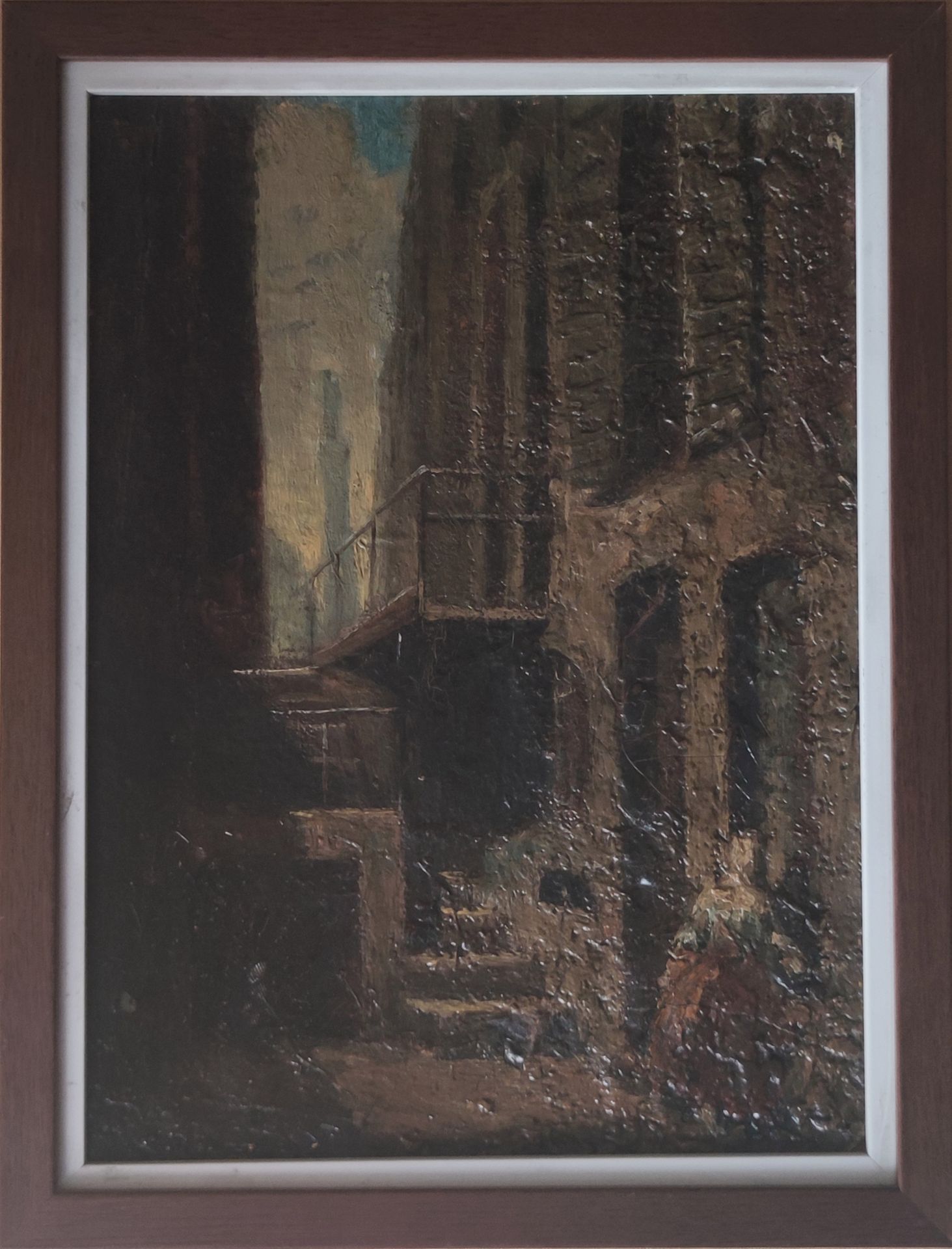Null 19世纪法国学校

在假定的老灯笼街的女人 

纸板上的油画 29.5 X 21.5 cm

背面有注释，提醒热拉尔-德-奈瓦尔在这条街上自杀了