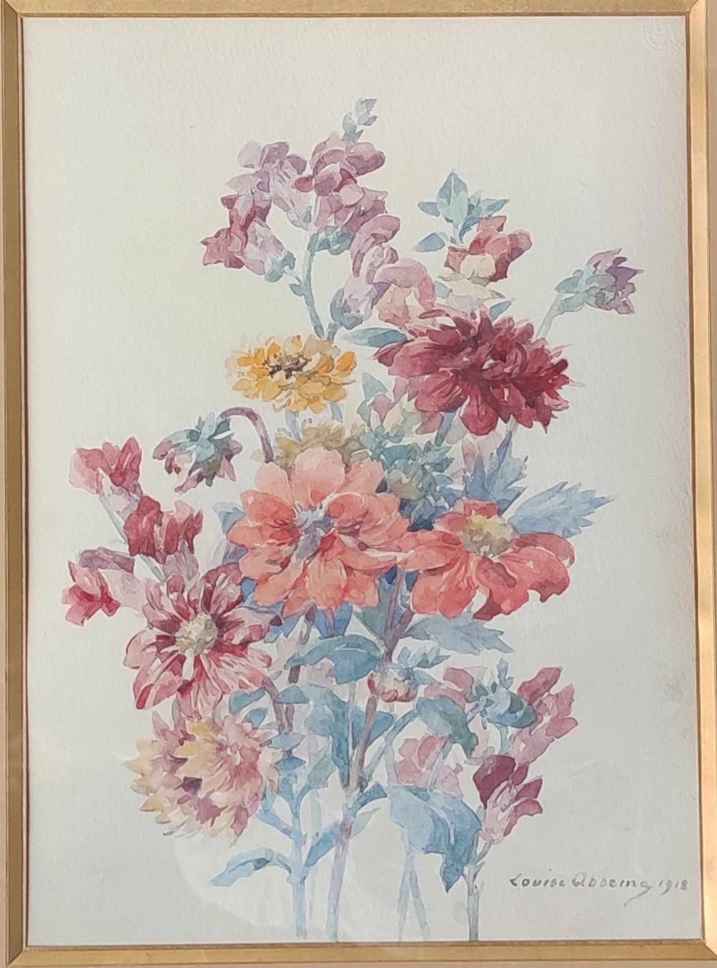 Null 路易丝-阿贝玛 (1858-1927)

扔花，1918年

水彩画，右下角有签名和日期

37 X 27厘米