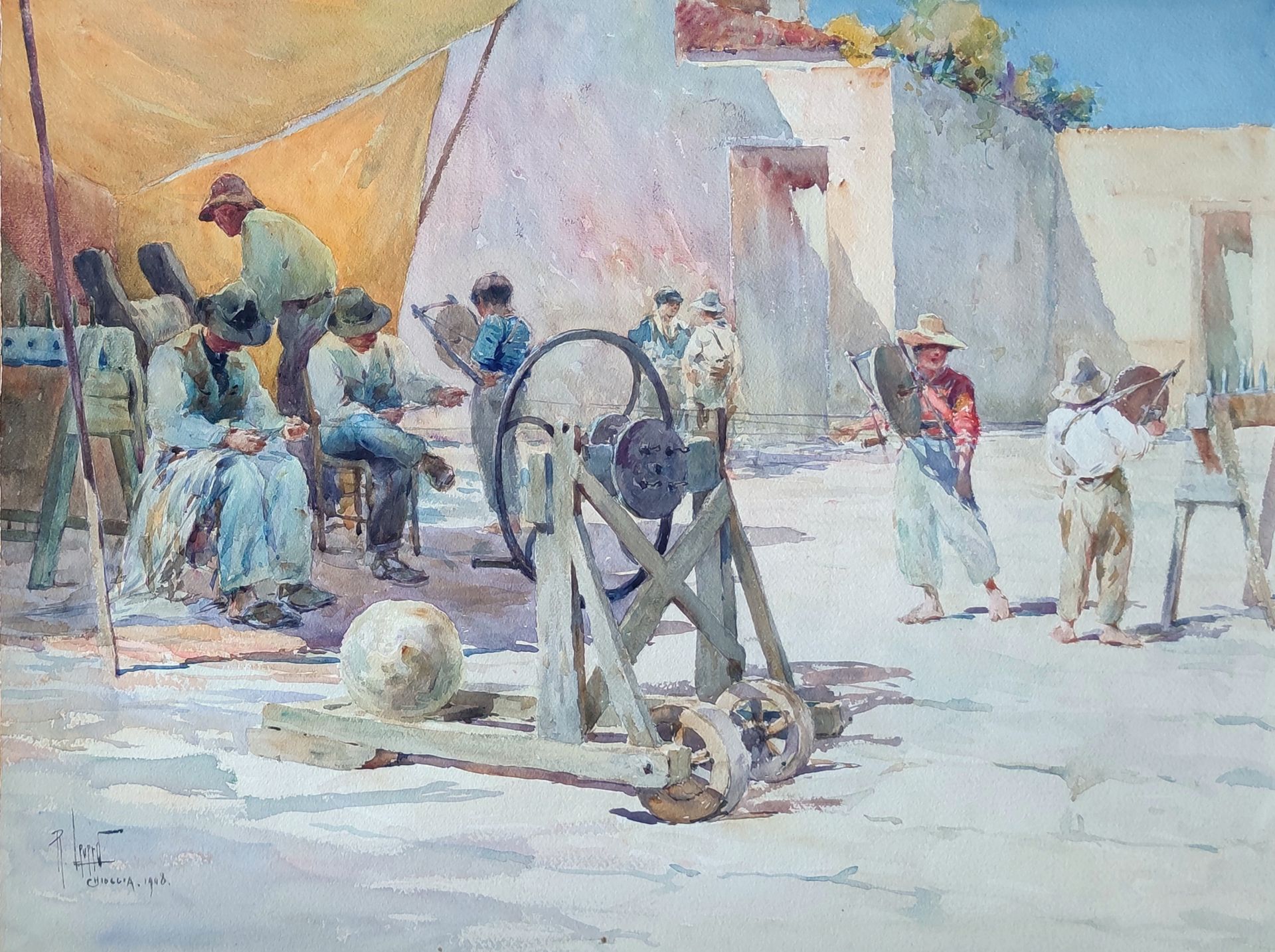 Null 
René LEVERD (1872-1938)



Artigiani al lavoro a Chioggia nel 1908,

Acque&hellip;