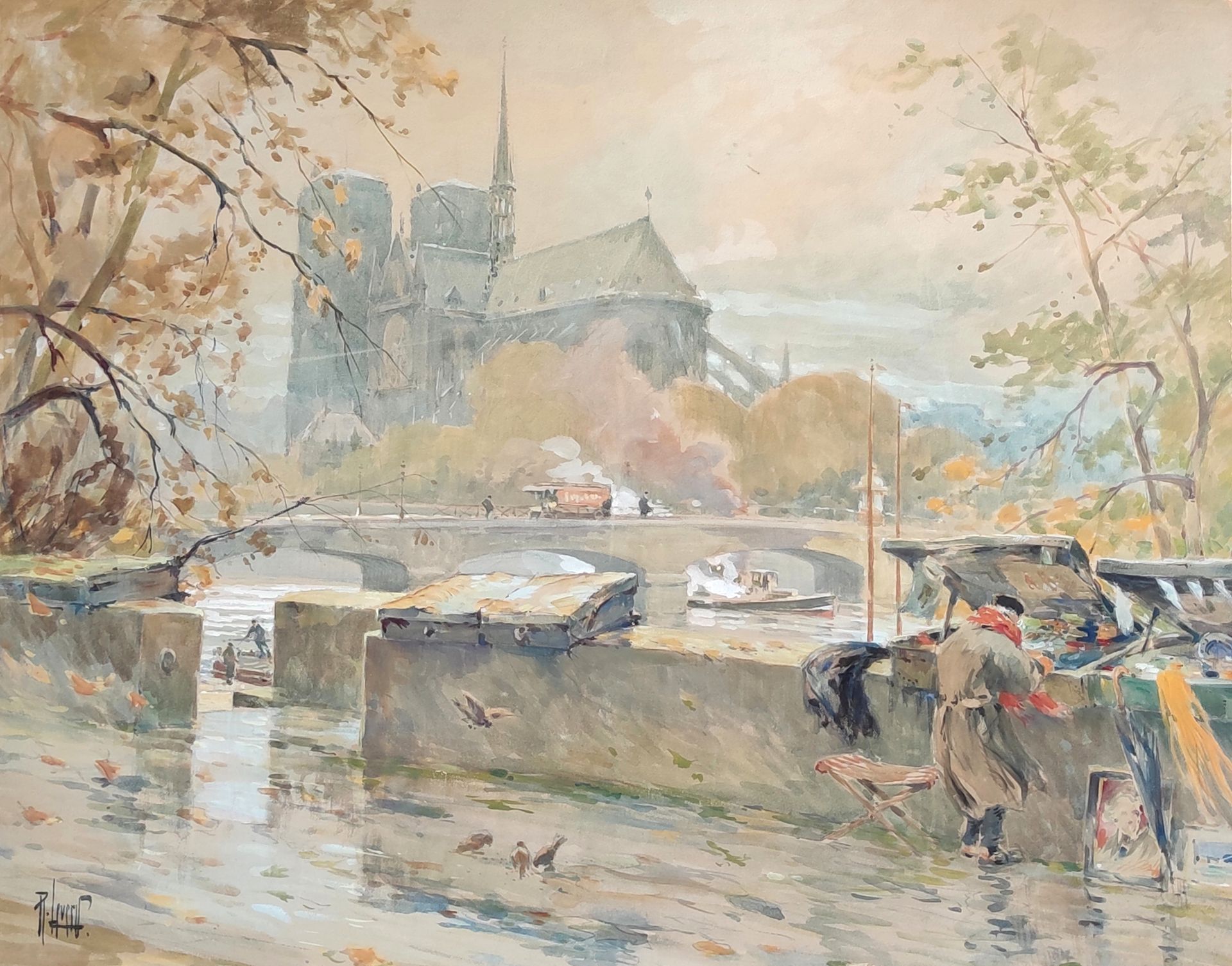 Null 
René LEVERD (1872-1938)



Bookseller and Steamers near Notre-Dame.

Water&hellip;