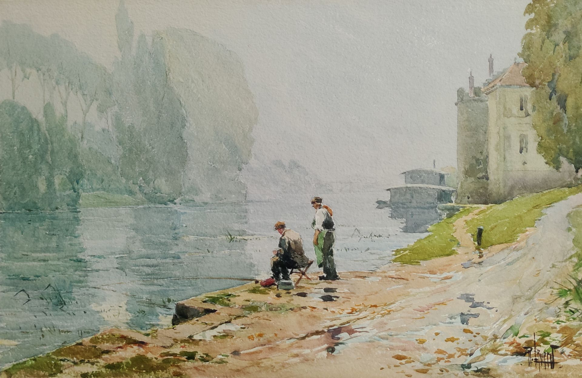 Null 
勒内-莱维德 (1872-1938)



渔民在Moret sur Loing

右下角有签名的水彩画

31.2 x 48.2厘米，无画框。