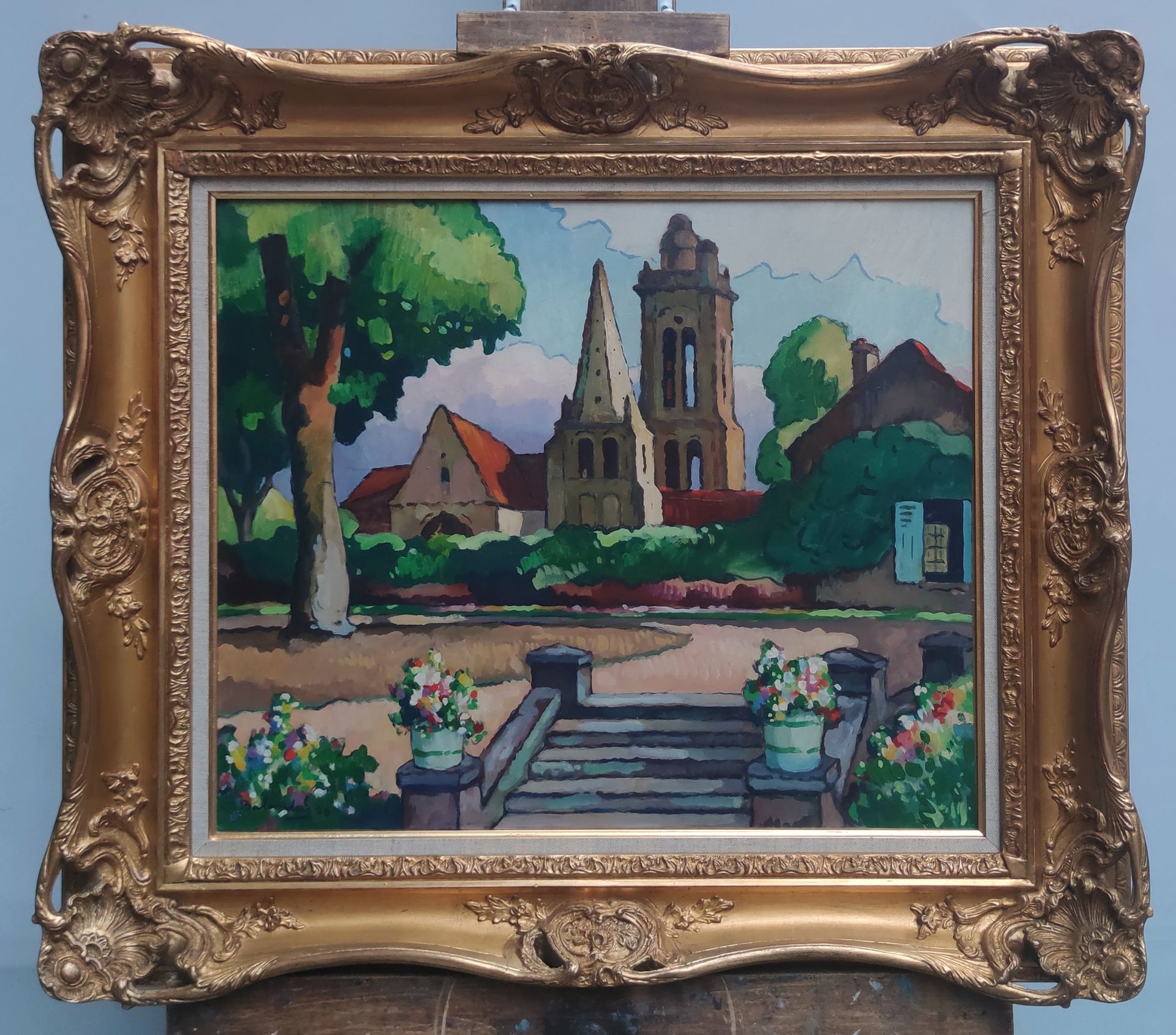Null 
加斯东-巴兰特(1880-1971)

教堂附近盛开的公园，1956年

布面油画，左下方有签名和日期

46 x 55 厘米

出处：凡尔赛拍卖会&hellip;