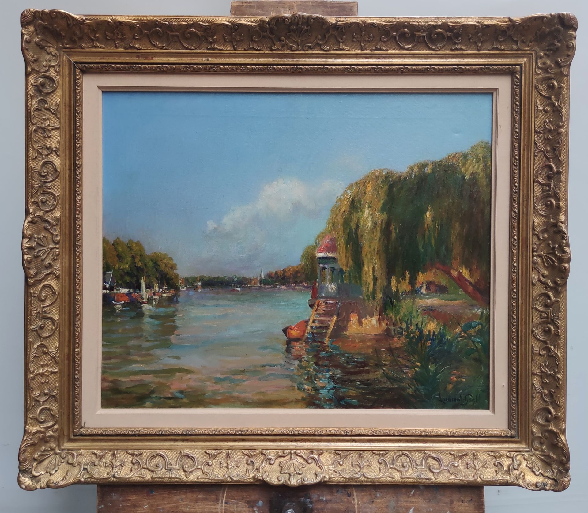 Null 洛朗-格萨尔(1860-1944)

Courbevoie附近的塞纳河

油画，右下角有签名 50 X 61 cm (颜料有小的修饰)