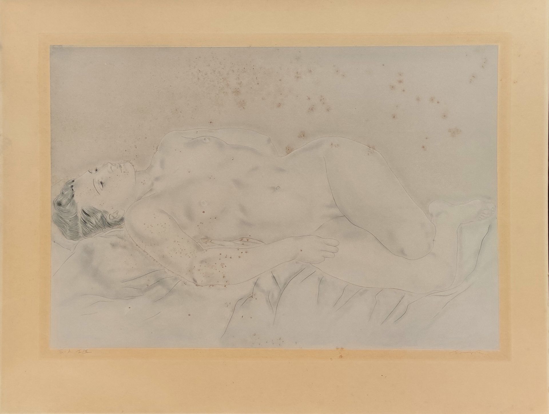 Null 
藤田嗣治 (1886-1968)

躺着的裸体模特

干点和水印版画，边缘有罗马数字EA II/X的注释，并有艺术家的石墨签名

视力表：52.5 &hellip;