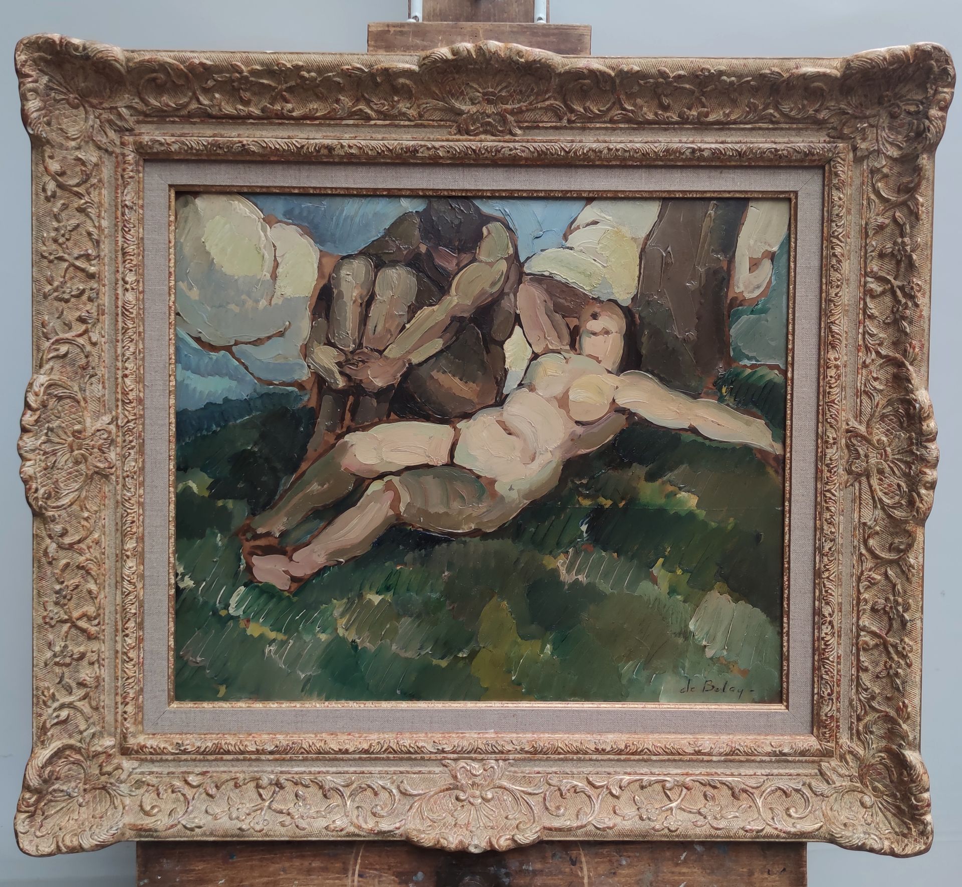 Null 
Pierre DE BELAY (1890-1947)

Paar am Fuße eines Baumes

Öl auf Leinwand, u&hellip;