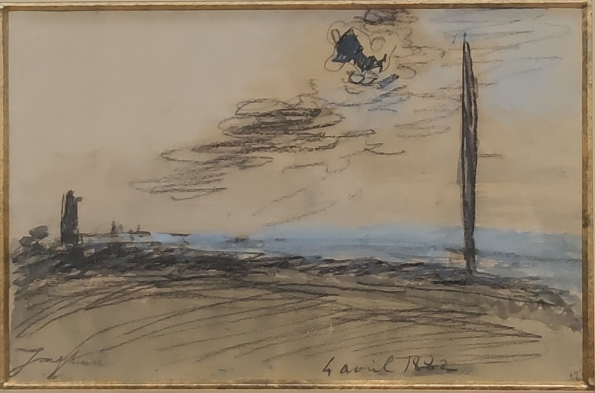 Null 
约翰-巴尔托德-琼金德(1819-1891)

夕阳

炭笔和水彩加强版，签名和日期为1882年4月4日 视线：15 x 23厘米

有框

背面：&hellip;