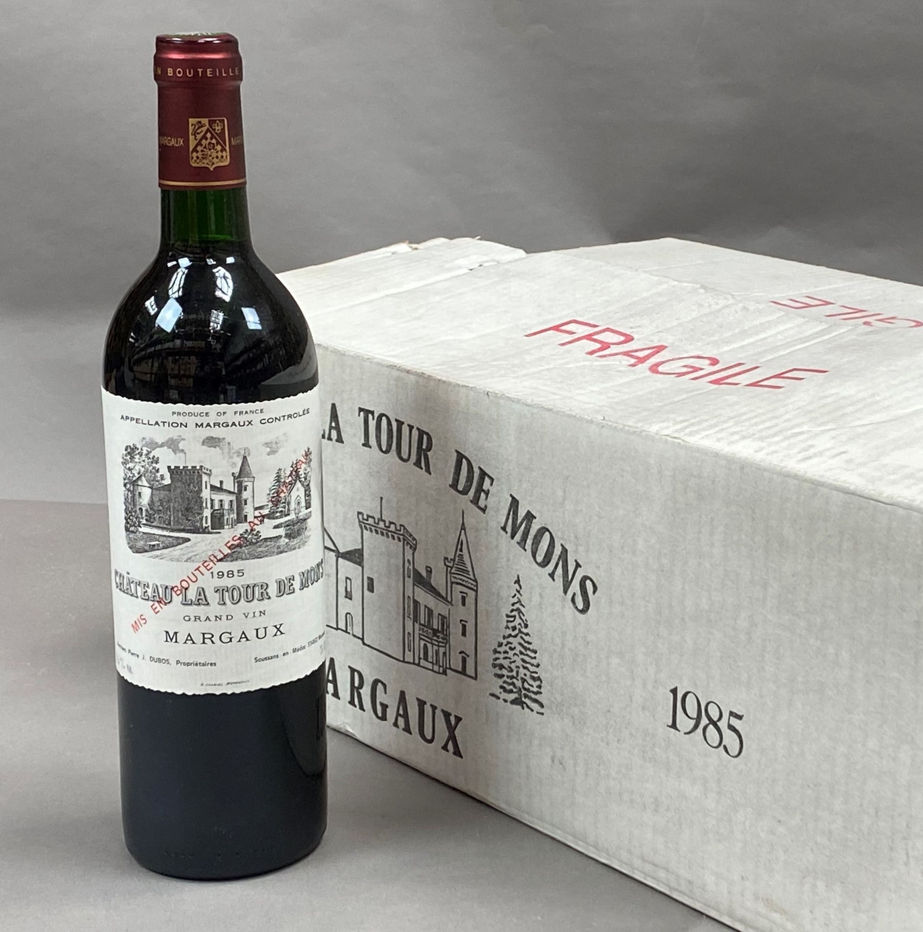 Null 12 bottiglie Château La Tour de Mons 1985 Margaux (scatola originale)