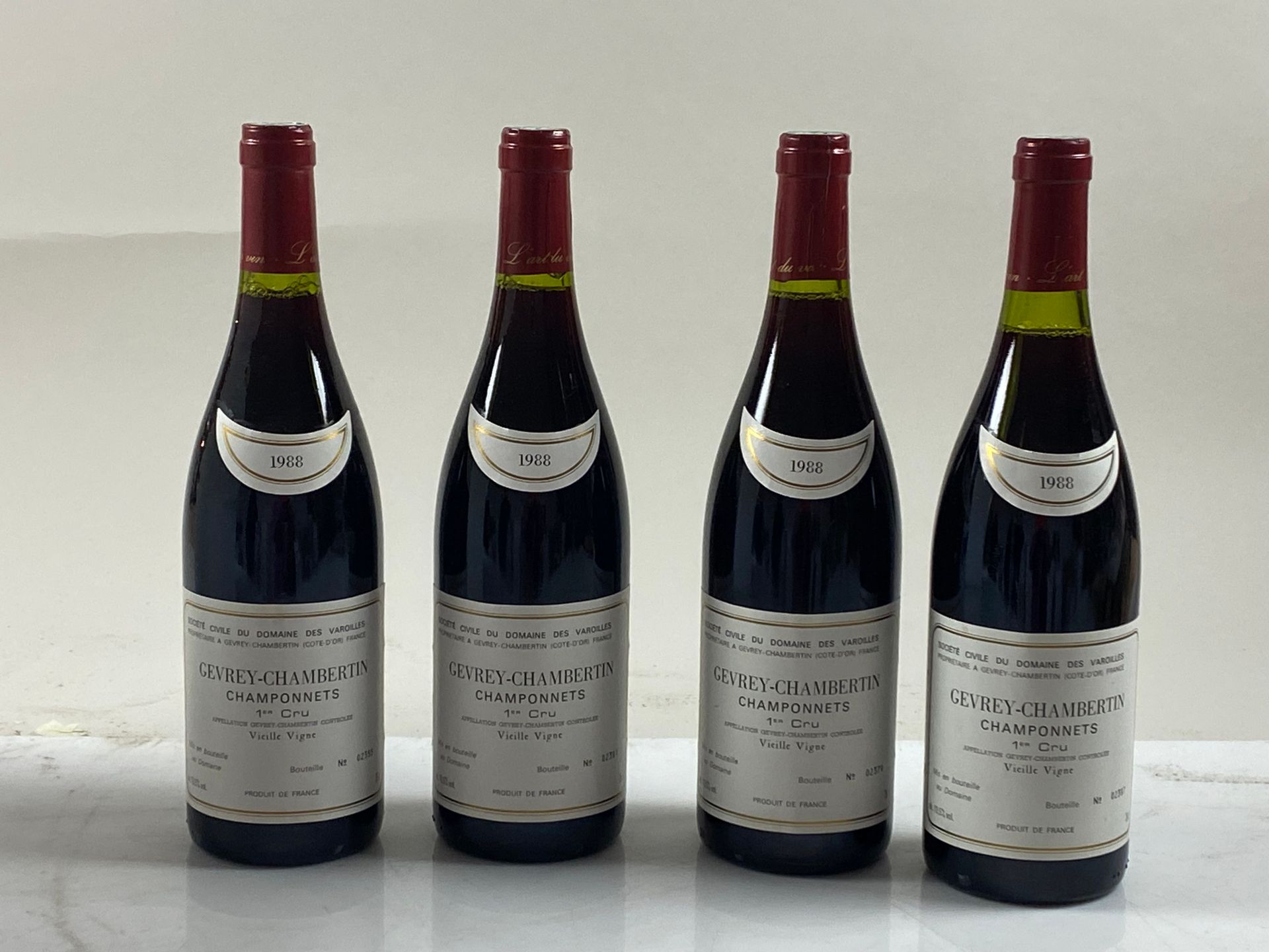 Null 4 bottles Gevrey-Chambertin Champonnets 1988 1er C Dom des Varoilles
