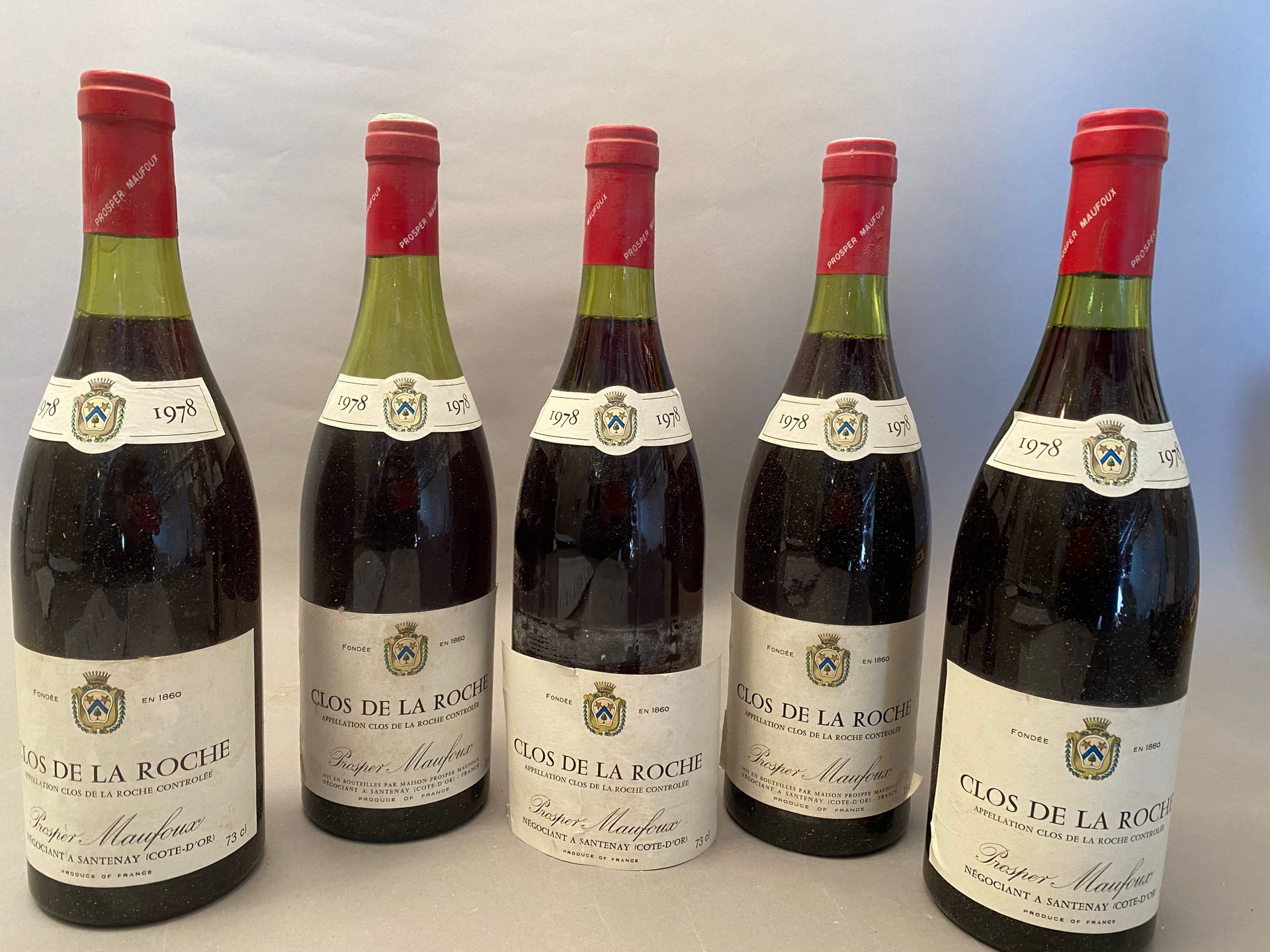 Null 莫雷-圣丹尼斯 Clos de la Roche 1978 GC Prosper Maufoux 5瓶（1至7厘米）