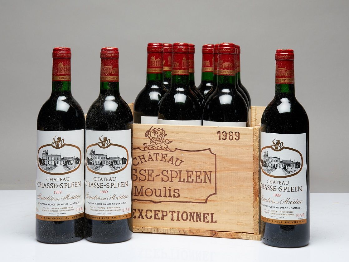 Null 12 bottles Château Chasse Spleen 1989 C Bourgeois Moulis CB