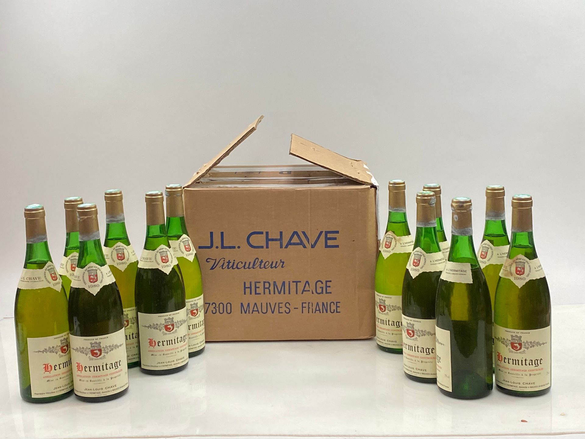 Null 12 bouteilles Hermitage Blanc 1980 Dom Jean-Louis Chave (carton d'origine) &hellip;