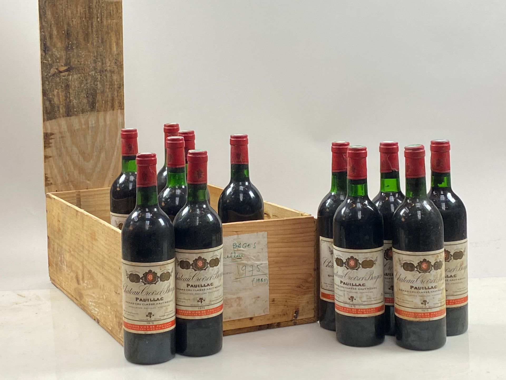Null 12 bottles Château Croizet Bages 1975 5th GCC Pauillac CB (BG/NTLB, SPOTTED&hellip;