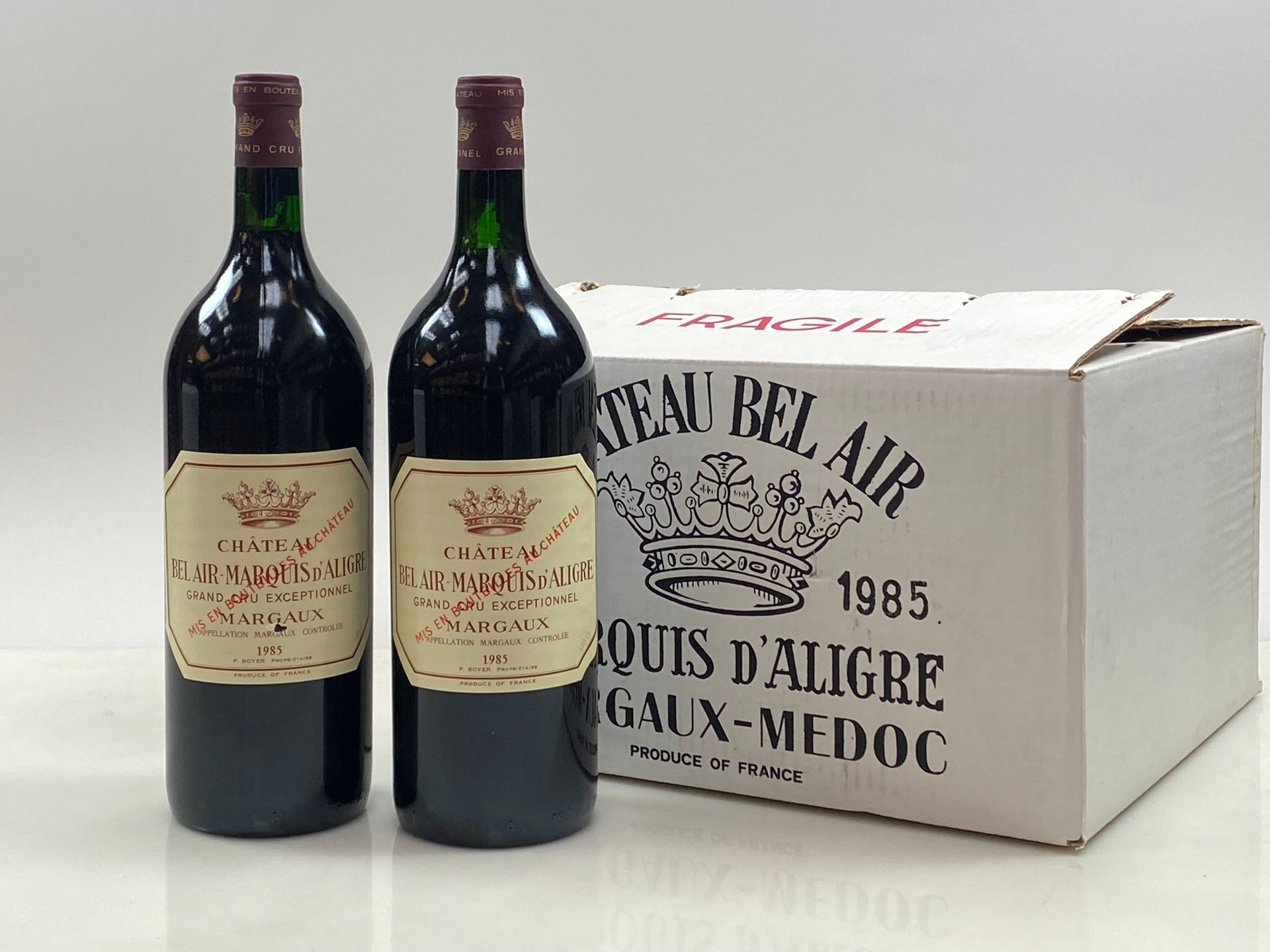Null 6 magnums Château Bel Air Marquis d'Aligre 1985 Margaux