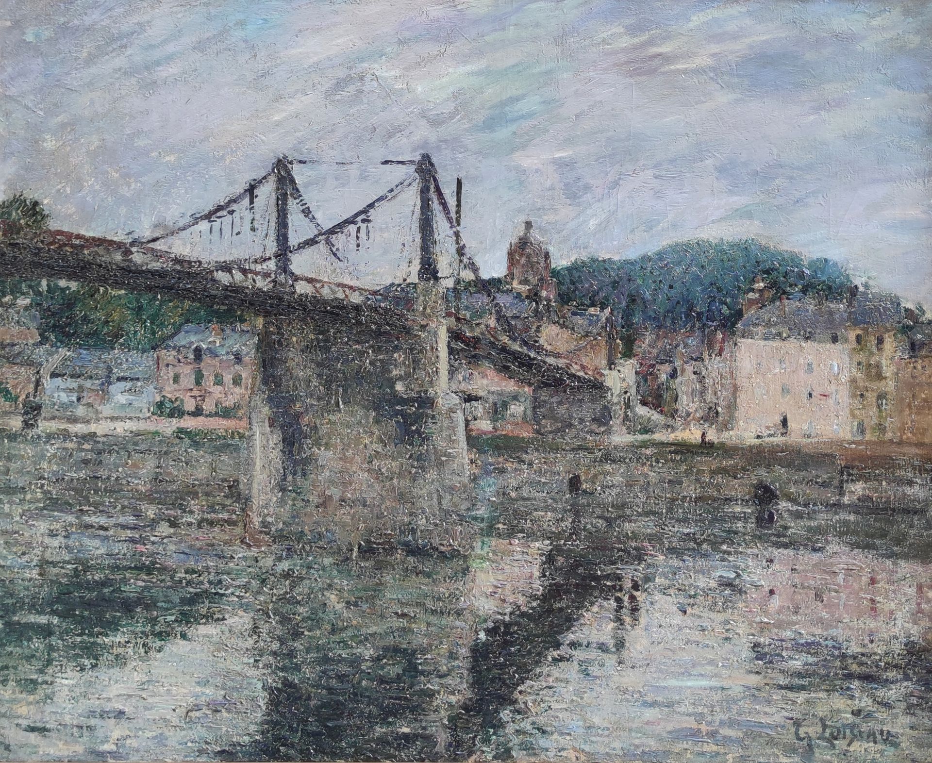 Null 古斯塔夫-洛伊索(1865-1935)
埃尔伯夫的吊桥，约1911年
布面油画，右下角有签名
60 x 73厘米
出处：阿尔勒公开拍卖，Maître &hellip;