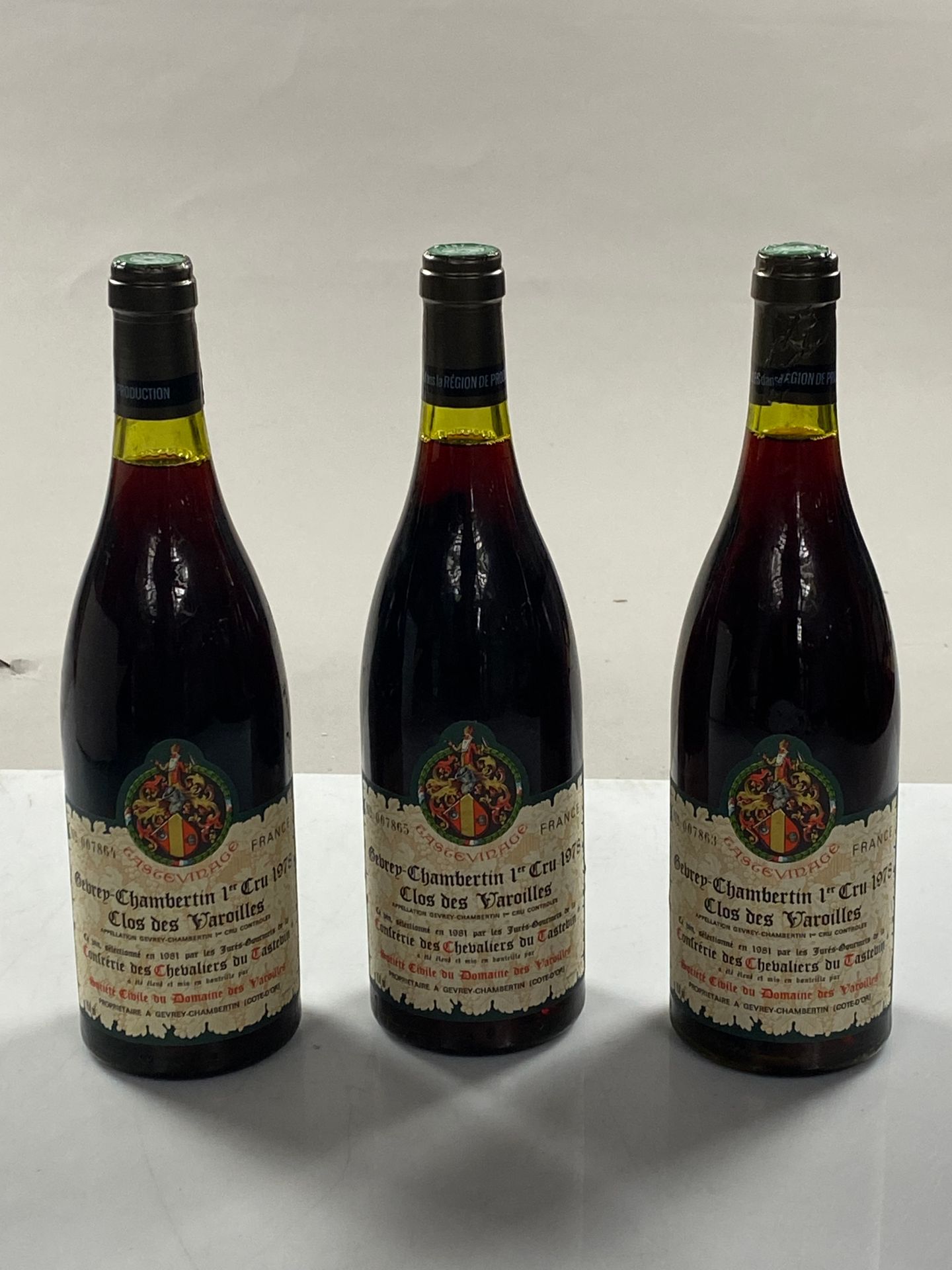 Null 3 bottles Gevrey-Chambertin Clos des Varoilles 1978 1er C Dom des Varoilles