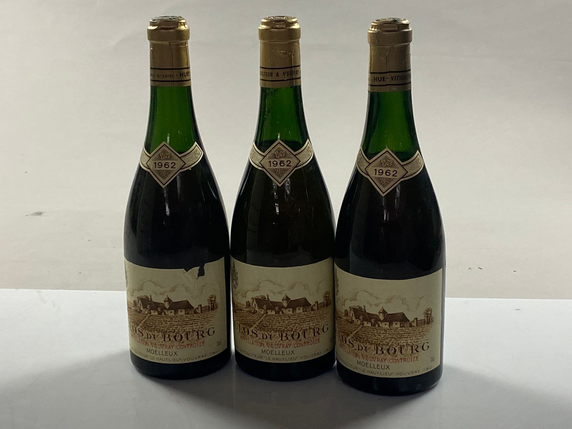 Null 3 bouteilles Vouvray Clos du Bourg Moelleux 1962 Domaine Huet (6 à 8)