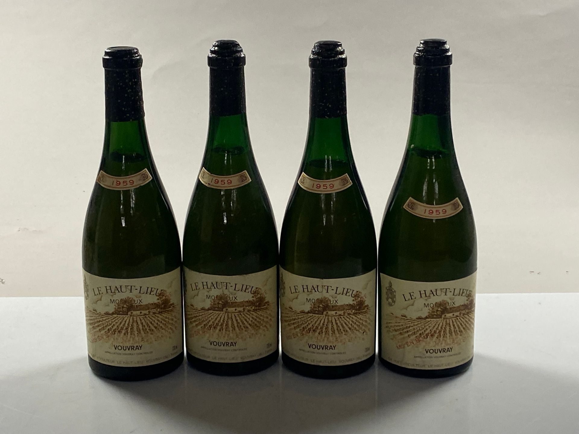 Null 4 bottiglie di Vouvray le Haut-Lieu Moelleux 1959 Domaine Huet (da 3 a 4 e &hellip;