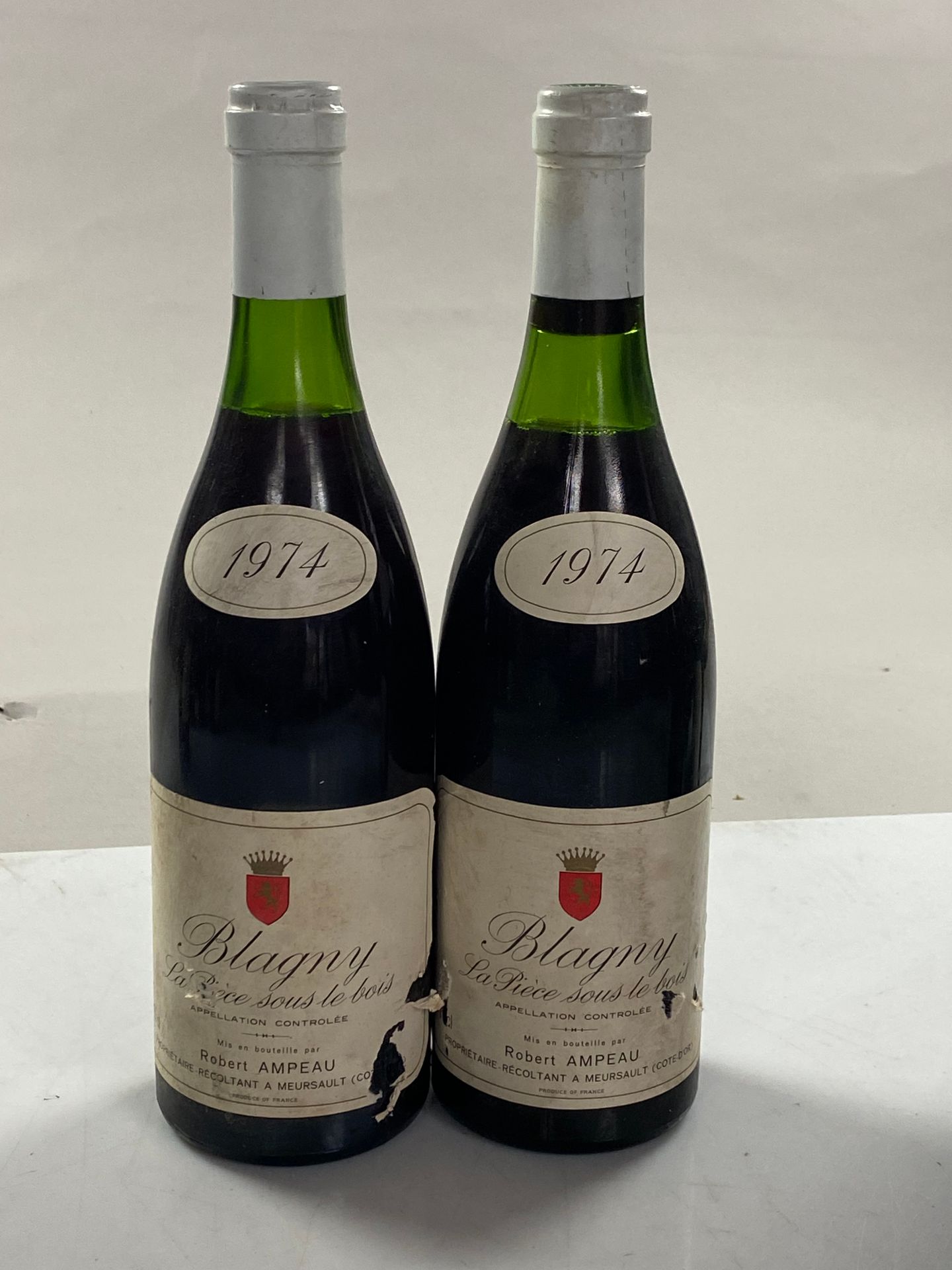 Null 2瓶Blagny La Pièce sous le Bois 1974 1er C Michel Ampeau（标签略有污渍和破损）